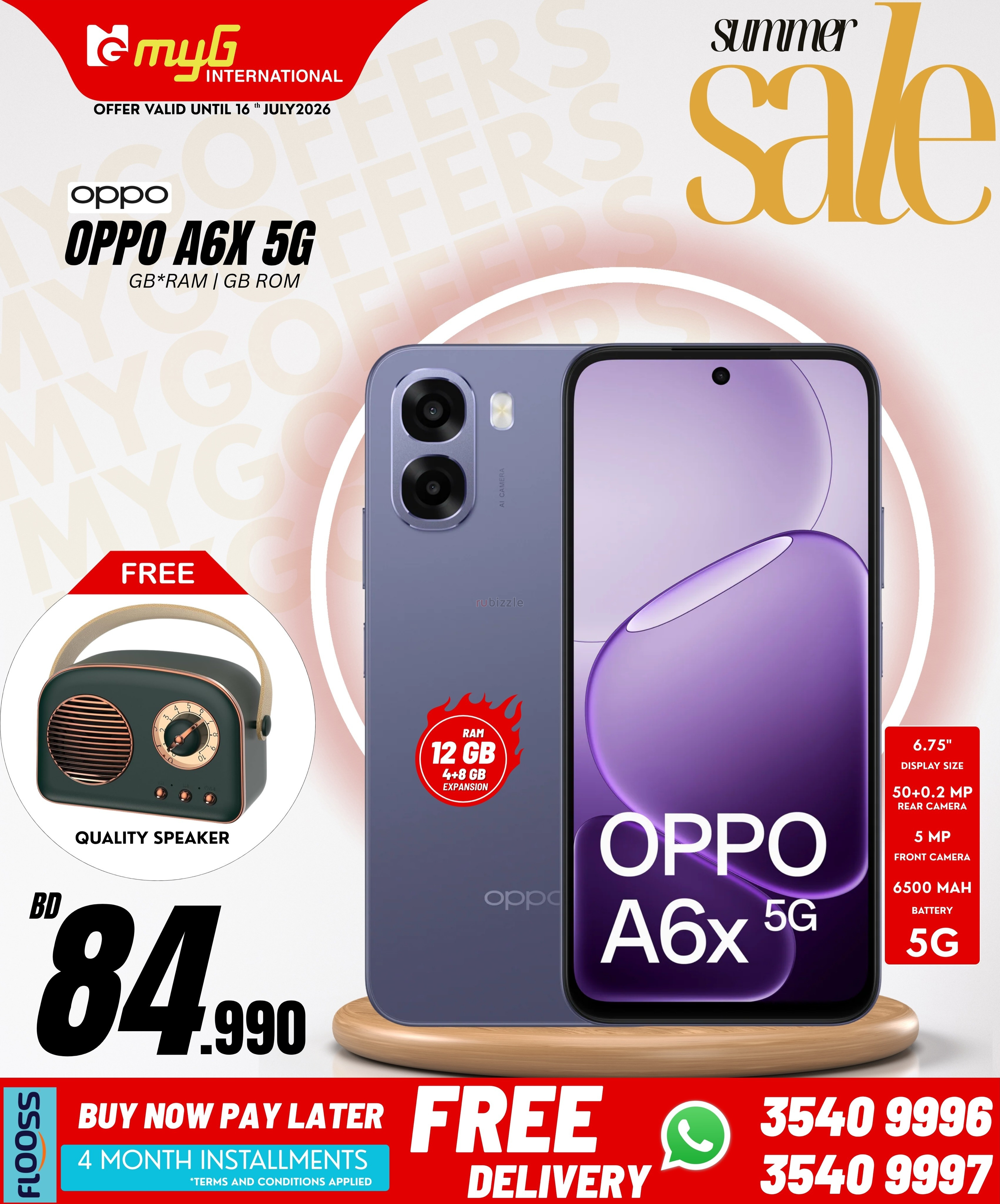 Best Bahrain Offers on OPPO A6x 5G – Summer Sale at myG International